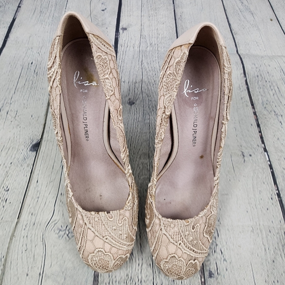LISA for DONALD J. PLINER | Rawna lace overlay stacked heel shoes - Picture 4 of 11